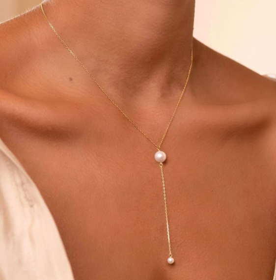 925 Y shaped Pearl Necklace