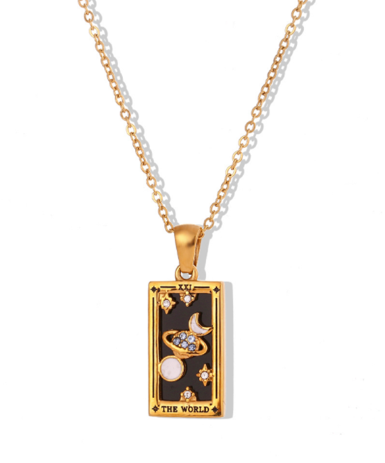 Tarot Necklace With Rhinestones Diamond Set Pendant