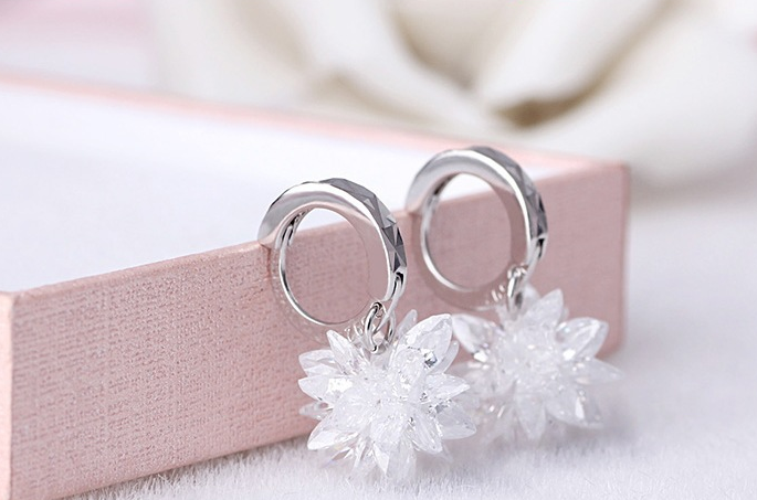 White Crystal Sterling Silver Earrings