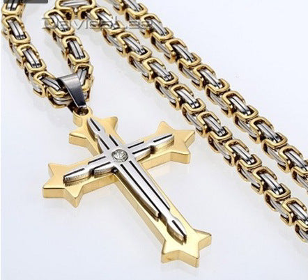 Two Tone Cross Necklace Pendant
