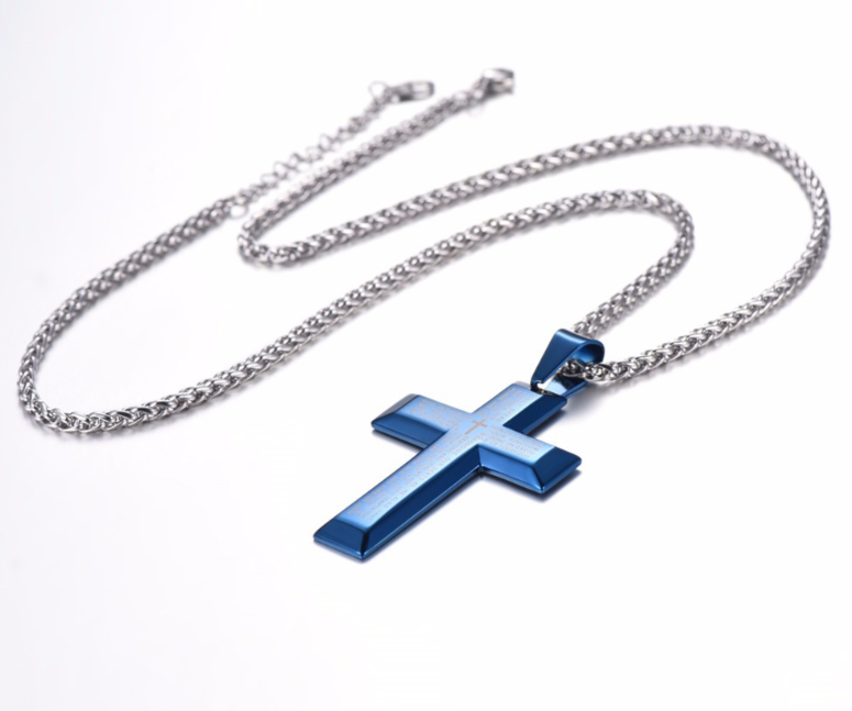 Our Father Engraved Cross Necklace