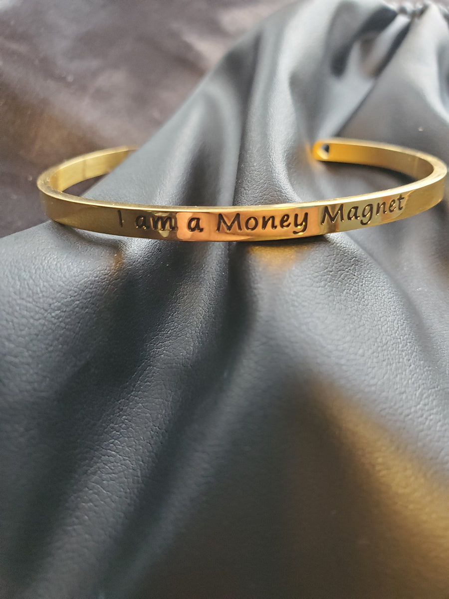 I Attract Happiness - Beautiful Silver Affirmation Mantra Bangles