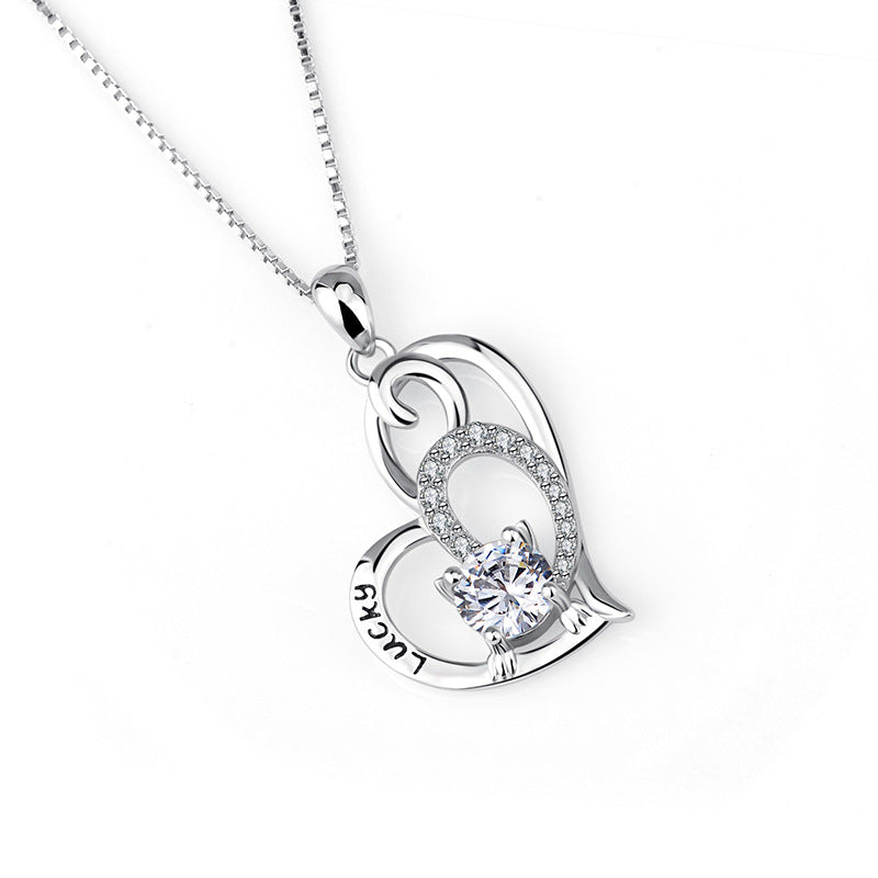 Sterling Silver Necklace with Lucky Heart Pendant