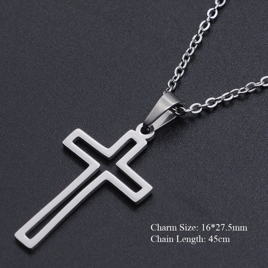 Cross Outline Pendant Necklace