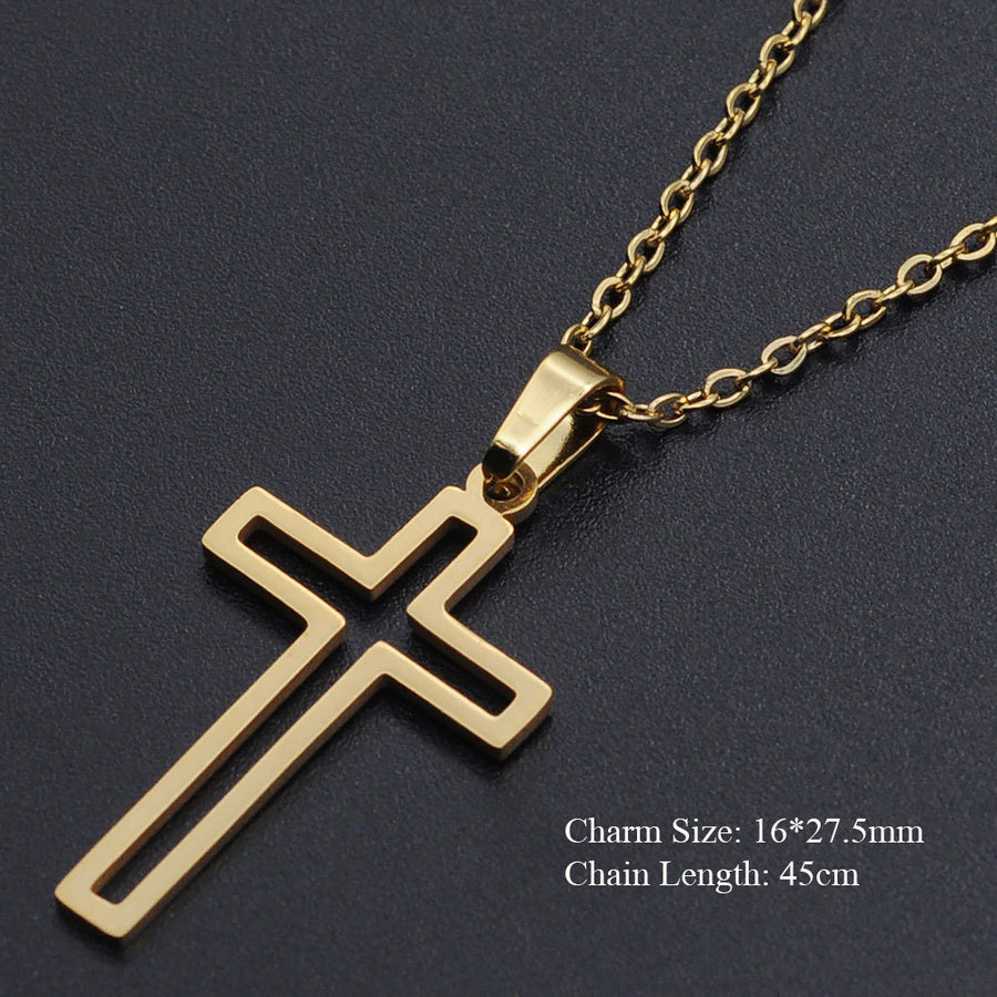 Cross Outline Pendant Necklace
