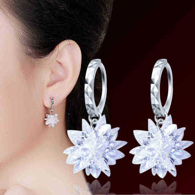 White Crystal Sterling Silver Earrings