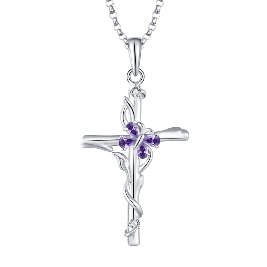 Sterling Silver Zirconium Cross Necklace