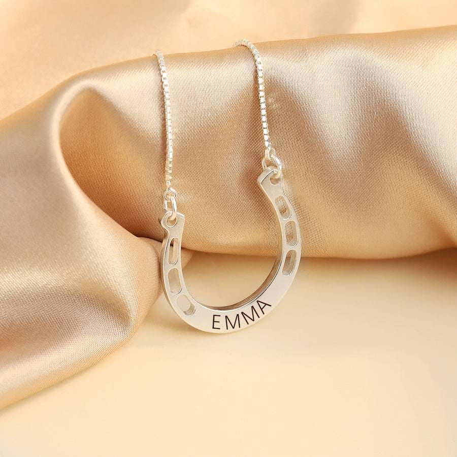 Personalized Lucky Horseshoe Pendant Necklace