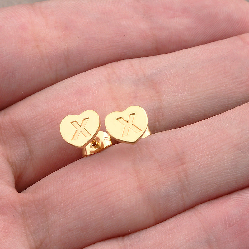 18K Heart Letter Earrings