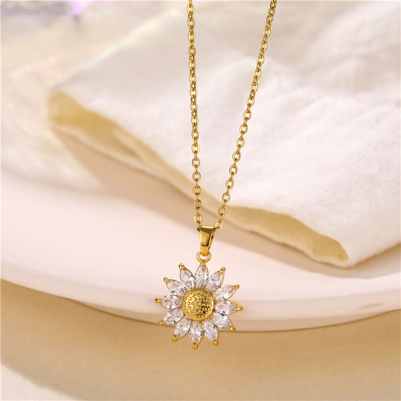 18K Gold Sunflower Necklace and Pendant