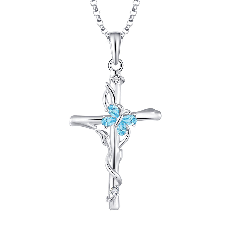 Sterling Silver Zirconium Cross Necklace