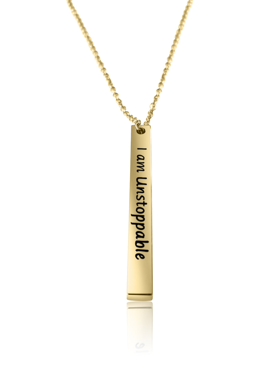 I am a Money Magnet - Stylish Men's Gold 3D Bar Pendant Affirmation Necklace