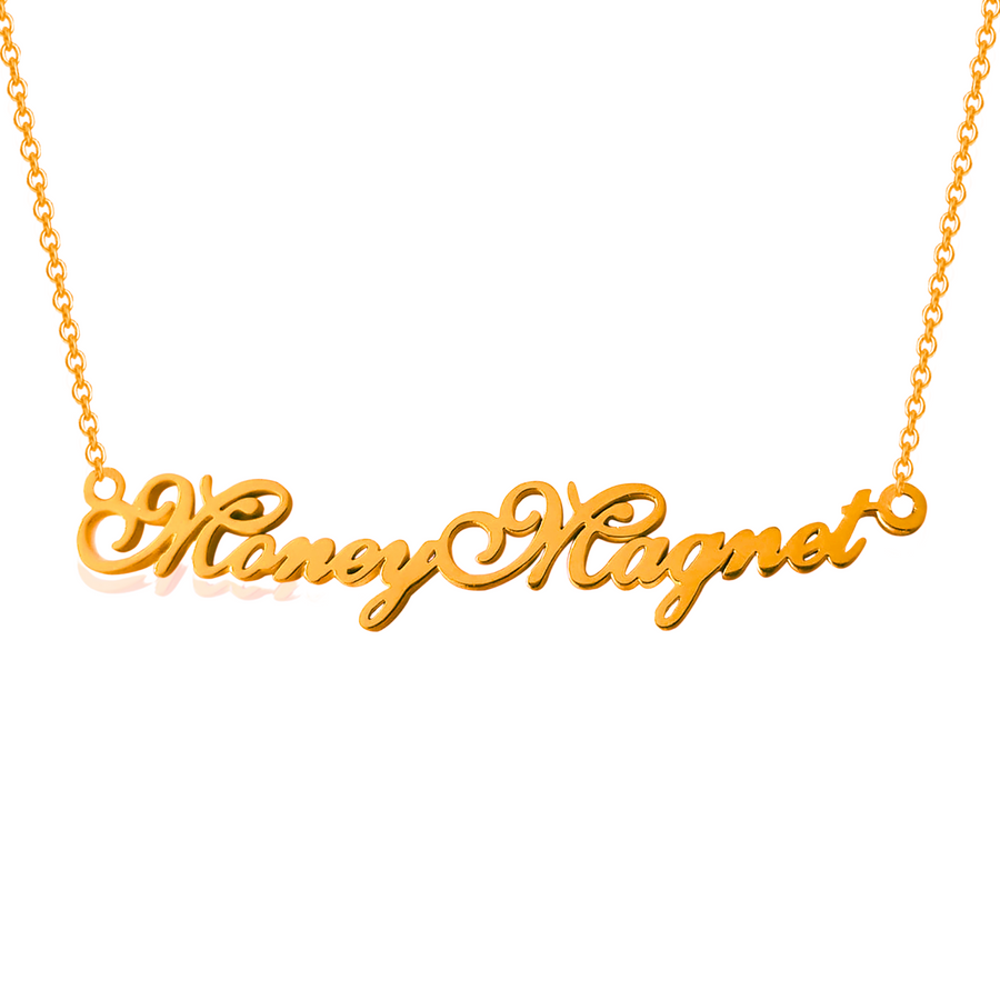 Classic Money Magnet - Rose Gold Name Style Affirmation Necklace