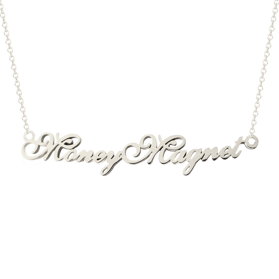 Classic Money Magnet - Silver Name Style Affirmation Necklace