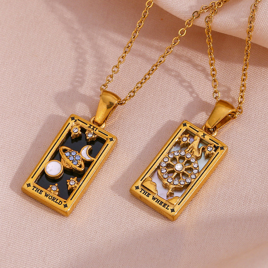 Tarot Necklace With Rhinestones Diamond Set Pendant