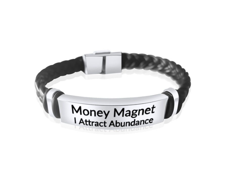 Classy Money Magnet - I Attract Abundance Silver Affirmation Bracelet