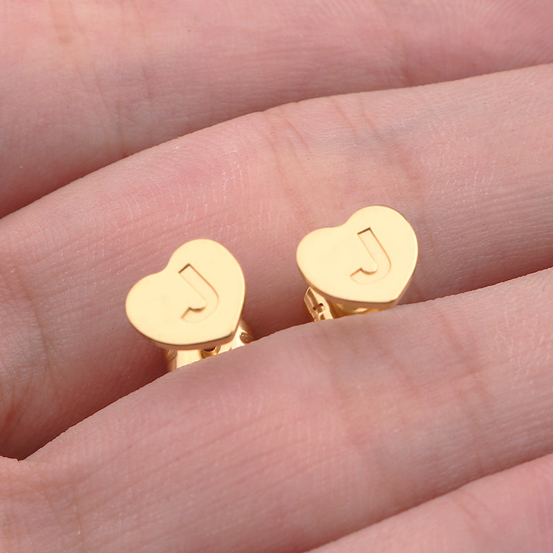 18K Heart Letter Earrings