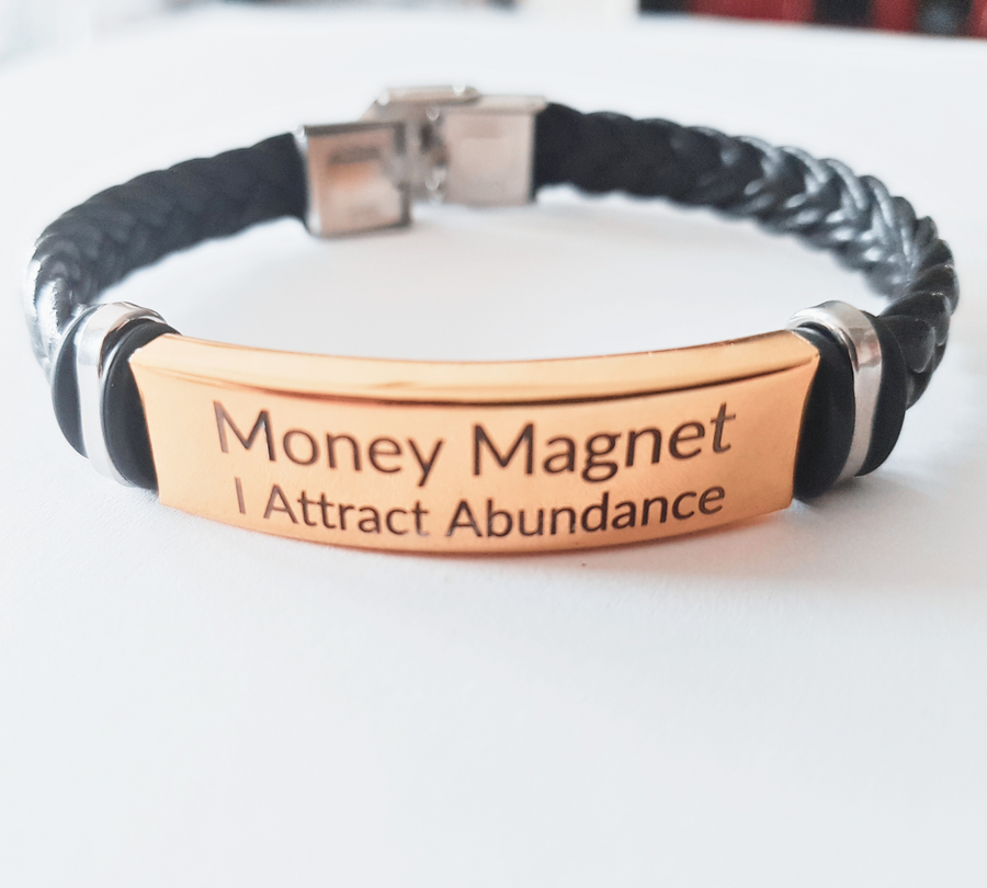 Classy Money Magnet - I Attract Abundance Silver Affirmation Bracelet