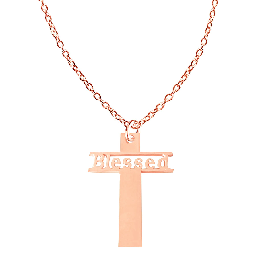 I am Blessed - Sexy Women's Rose Gold Cross Pendant Affirmation Necklace